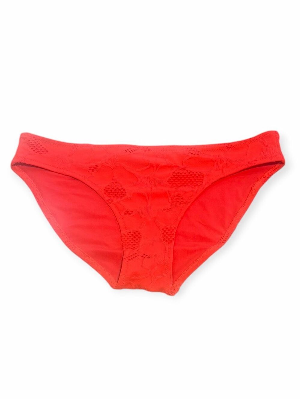 NWT AERIE Women’s Neon Coral Textured Eyelet Bikini Bottom Size Medium